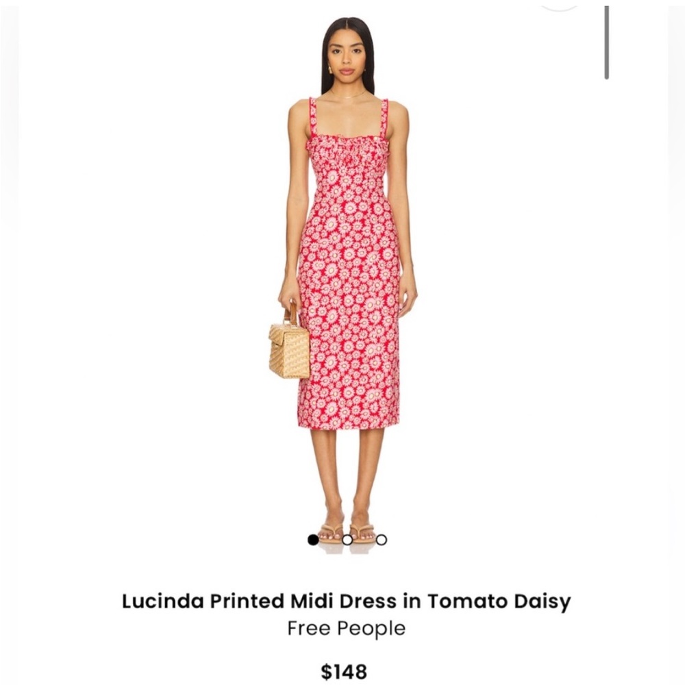 Free People Lucinda Printed Midi Dress in Tomato Daisy